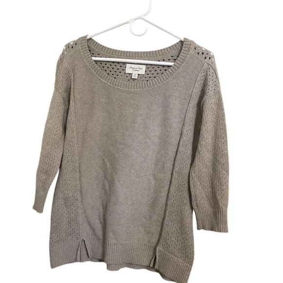 American Eagle Women's Open Knit Pullover Sweater Beige Size M - Picture 1 of 7